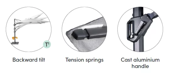 Alexander Cantilever T1 Premium Free-Arm Parasol features