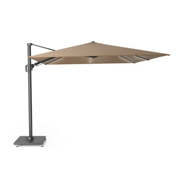 Platinum Challenger T² Glow Garden Parasol 3x3m Taupe with Modena Base