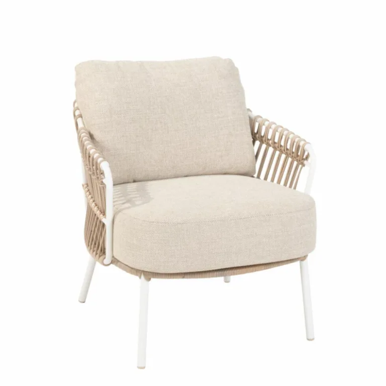 Dalias Low Lounge Chair White with Two Cushions