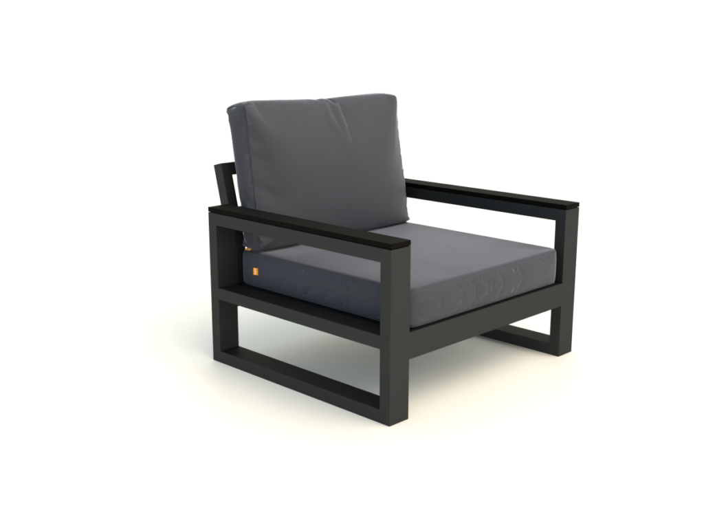 Timber Lounge Armchair with Armrests- Lava Carbon