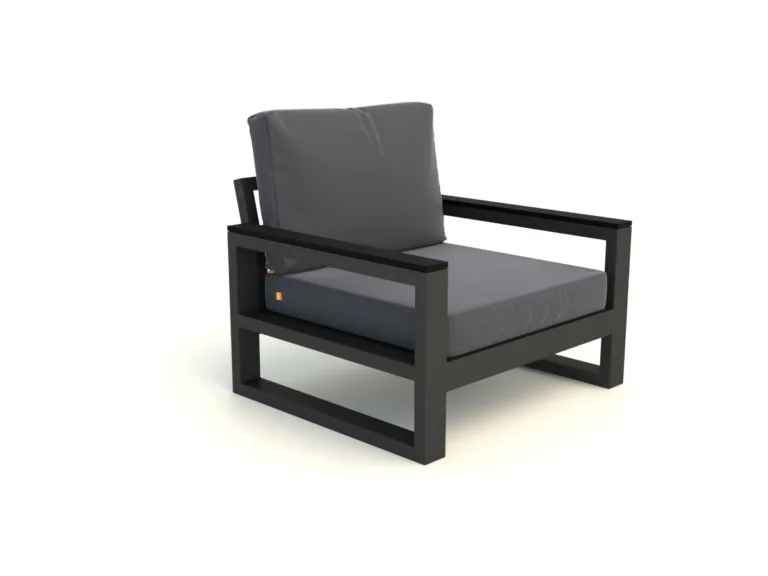 Timber Lounge Armchair with Armrests- Lava Carbon