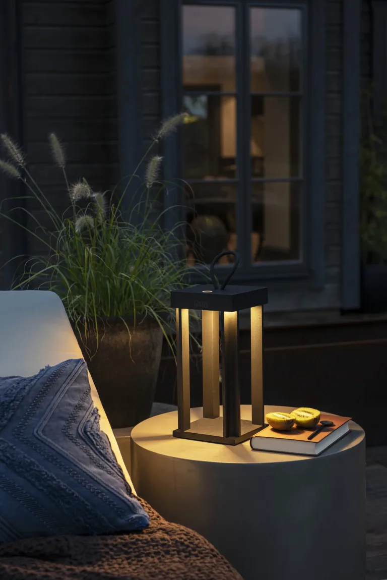 Cannes Lantern - Table Lamp in Black - Lit Lifestyle