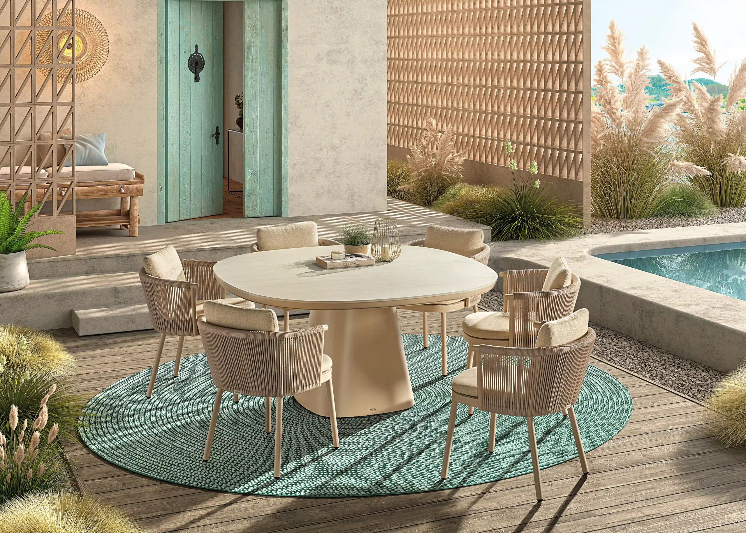 Romero Dining Table with Mendoza Chairs - Outdoor Dining Furniture Table and Chairs