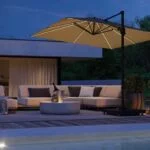 Platinum Challenger T² Glow Garden Parasol 3x3m Taupe with Modena Base