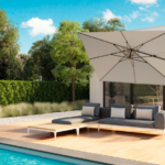 Platinum Challenger T² Garden Parasol 3x3m Champagne with Modena Base