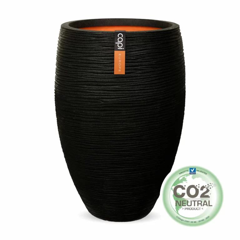 Black Capi Vase Elegant Deluxe Rib - Outdoor and Indoor Lifestyle Plant Pots Ireland