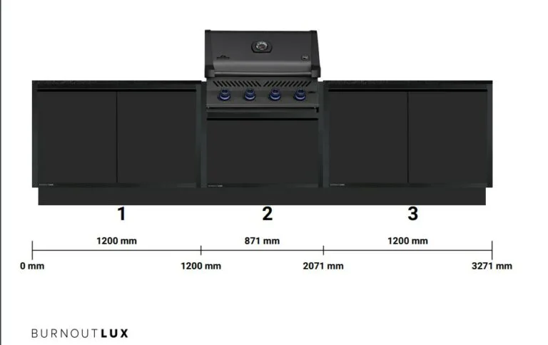 Outdoor Kitchen Burnout Lux front view in Shadow black available for sale in Dublin Ireland. The Outdoor Scene. Ring us at 01 2960212 for enquiry.