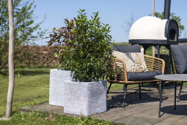 Capi Square Rib Ivory Planter – Small