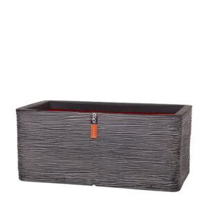 Capi Planter Rectangular Rib Black NL 73x39x32 - Outdoor garden pots