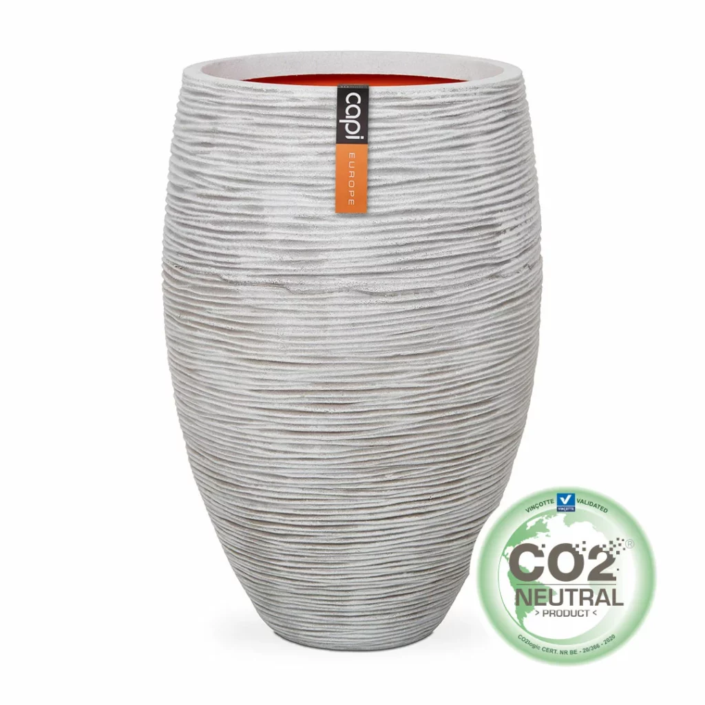 Capi Vase Elegant Deluxe Rib 50x72 Ivory - Outdoor Garden Planters and Pots