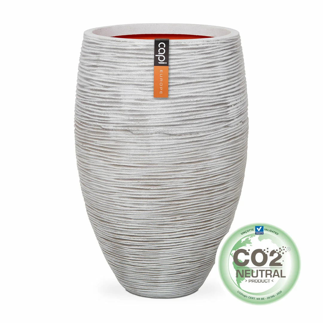 Capi Vase Elegant Deluxe Rib 50x72 Ivory - Outdoor Garden Planters and Pots