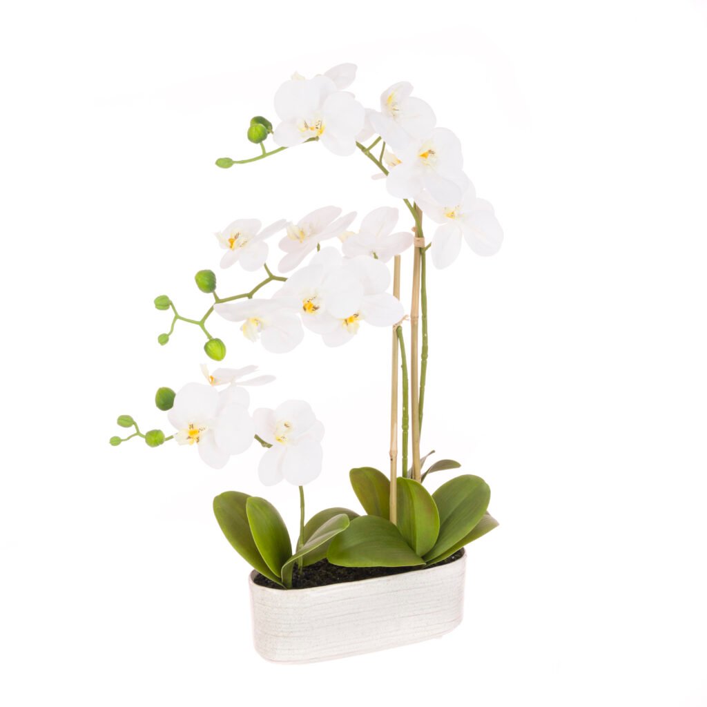 Orchid In Oval Pot 53cm - Artificial Indoor Plants Ireland