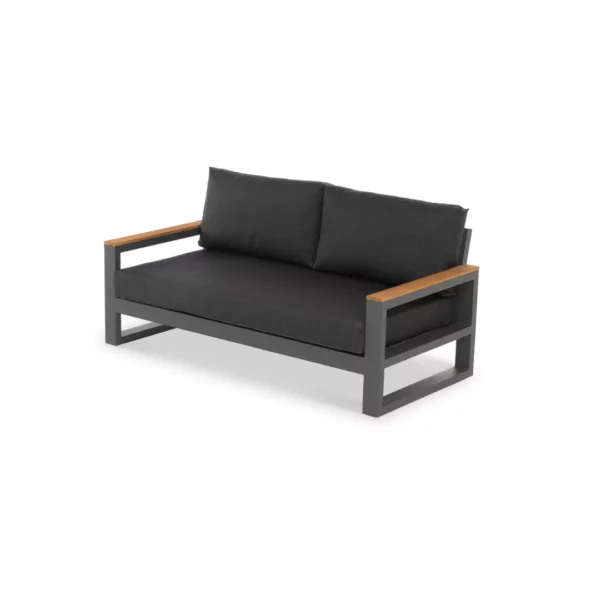 Soho Two-Seater Sofa with Red Teak Armrests