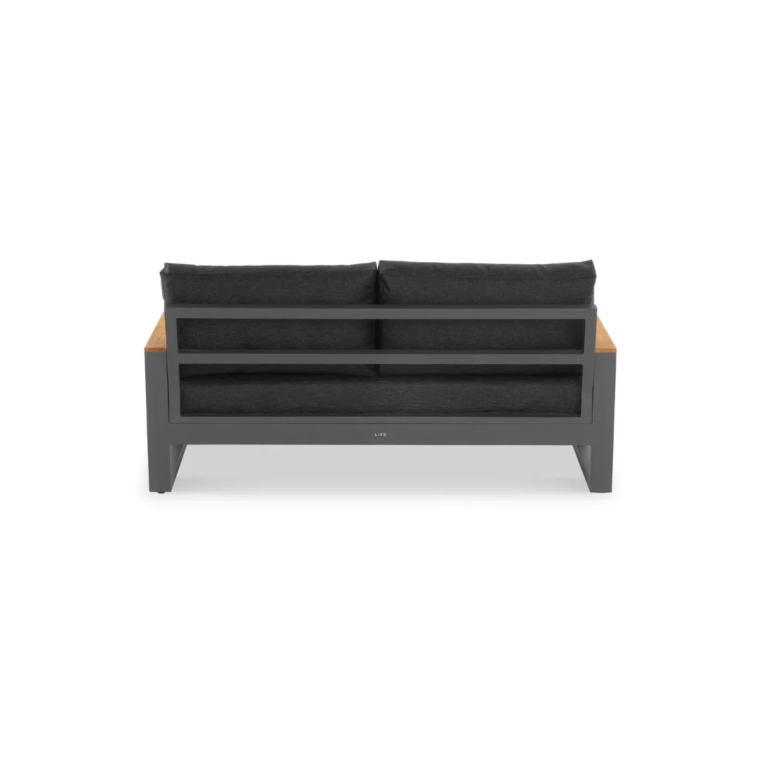 Soho Two-Seater Sofa with Red Teak Armrests