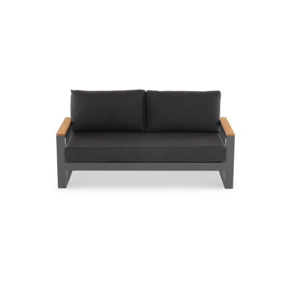 Soho Two-Seater Sofa with Red Teak Armrests
