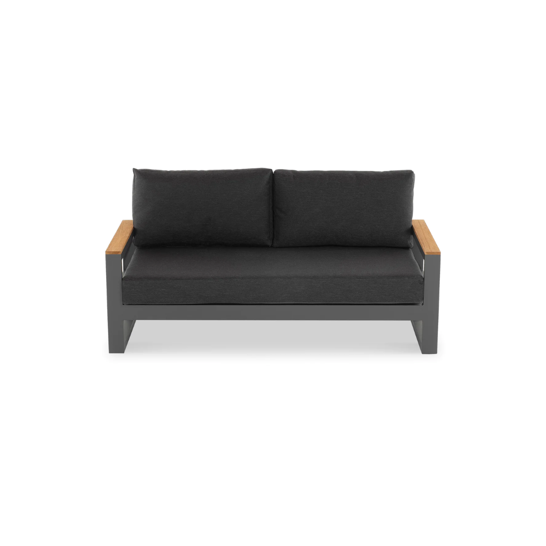 Soho Two-Seater Sofa with Red Teak Armrests