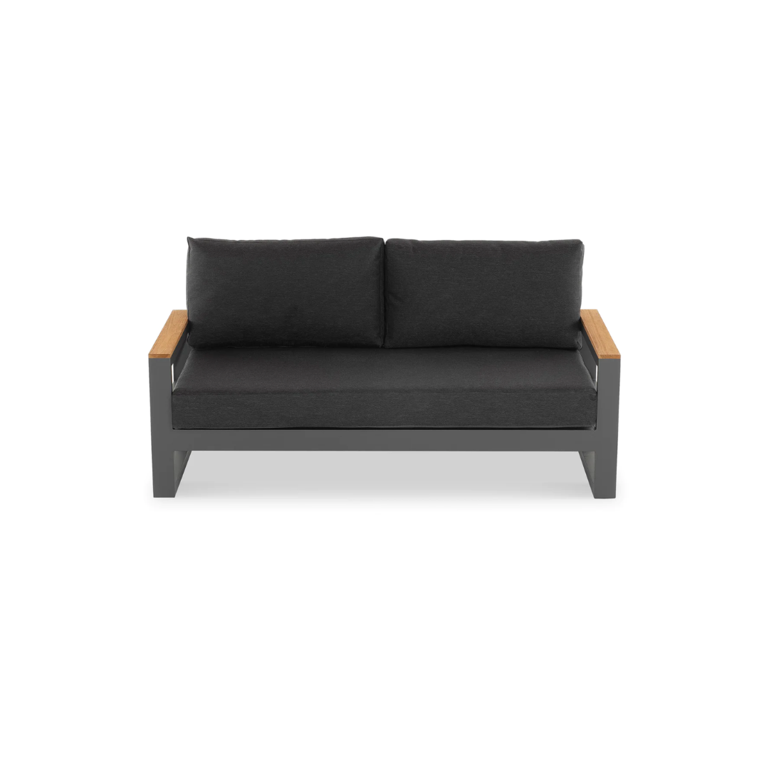 Soho Two-Seat Sofa with Red Teak Armrests