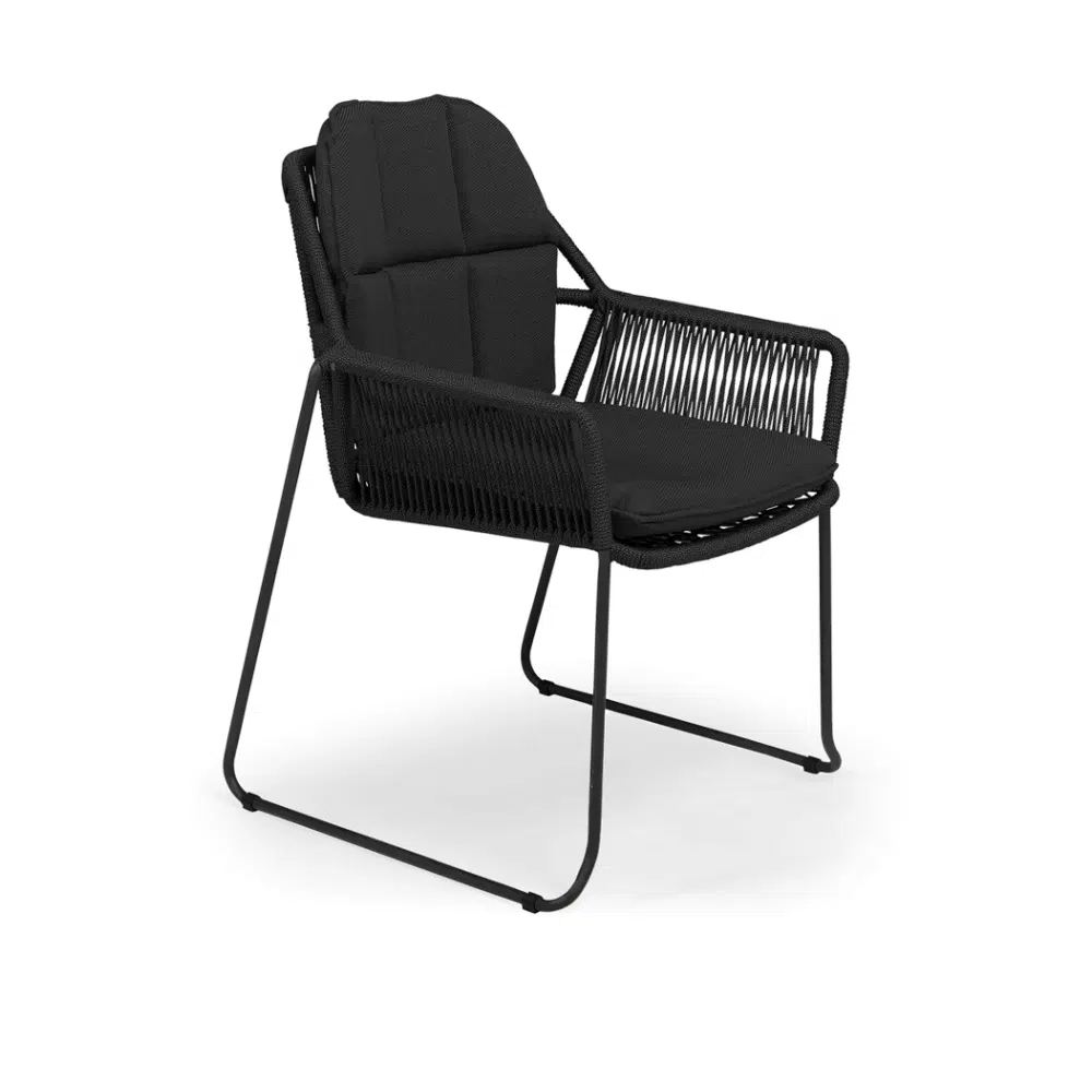 Black Rivera Dining Chair with Aluminium Frame and Rope Design - Outdoor Garden Furniture in Ireland