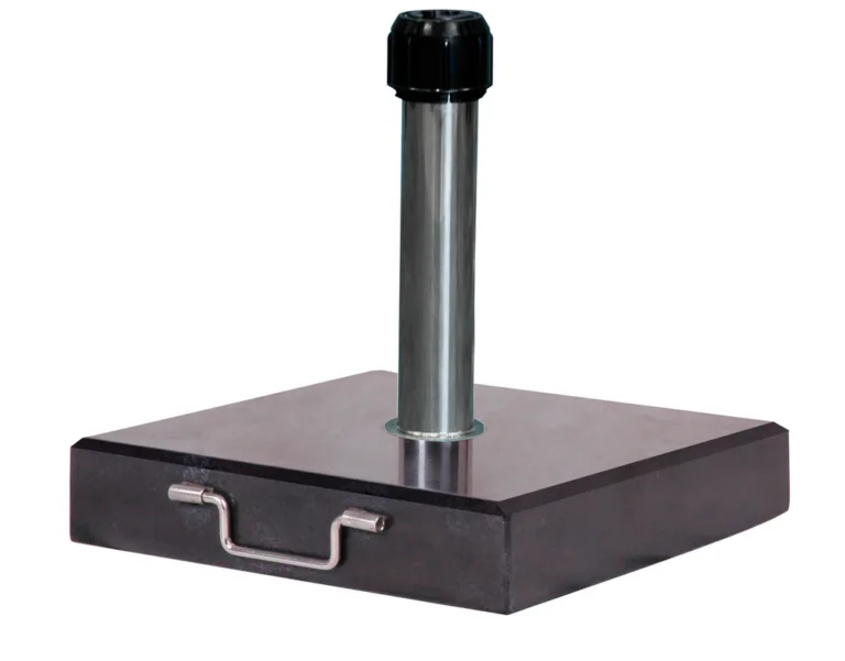 Parasol Base, Rome. Weighs 40kg and is made from Granite.