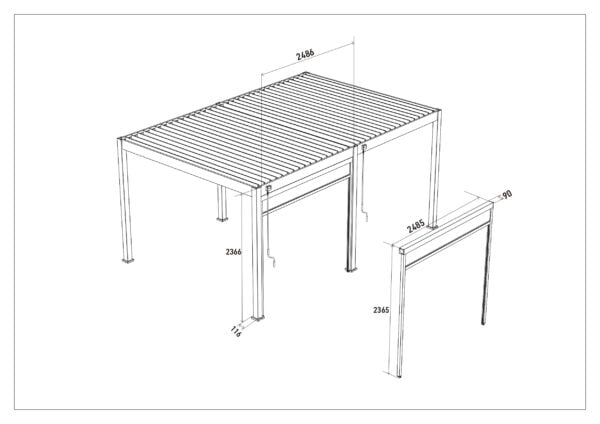 Pull Down Screen Blind for Veranza Louvered Roof Pergola Structure