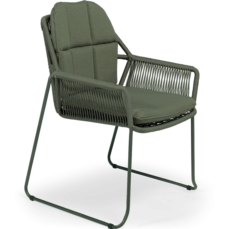 Dark Green Rivera Dining Chair with Aluminium Frame and Rope Design - Patio and Garden Furniture in Ireland