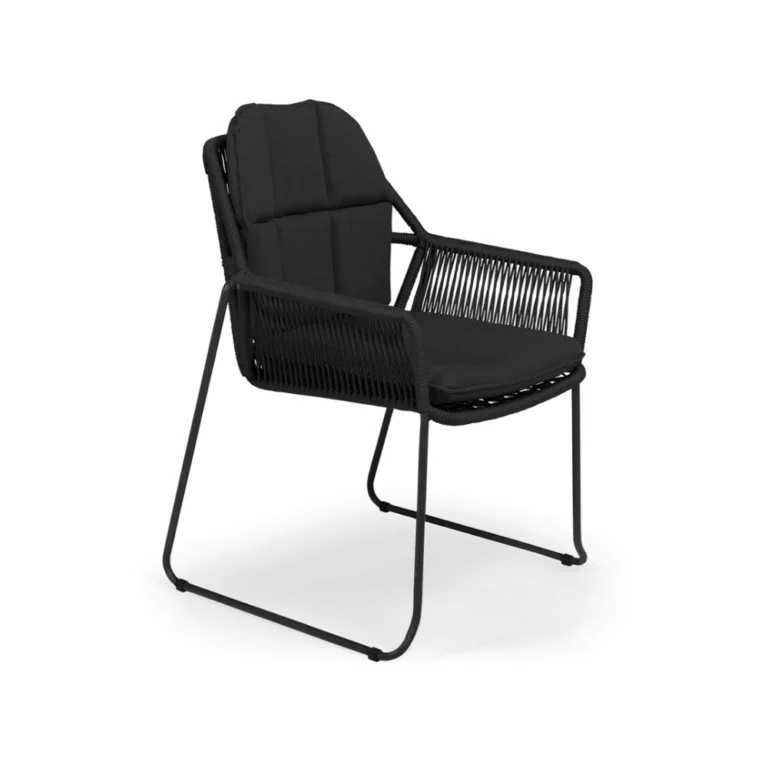 Black Rivera Dining Chair with Aluminium Frame and Rope Design - Outdoor Garden Furniture in Ireland