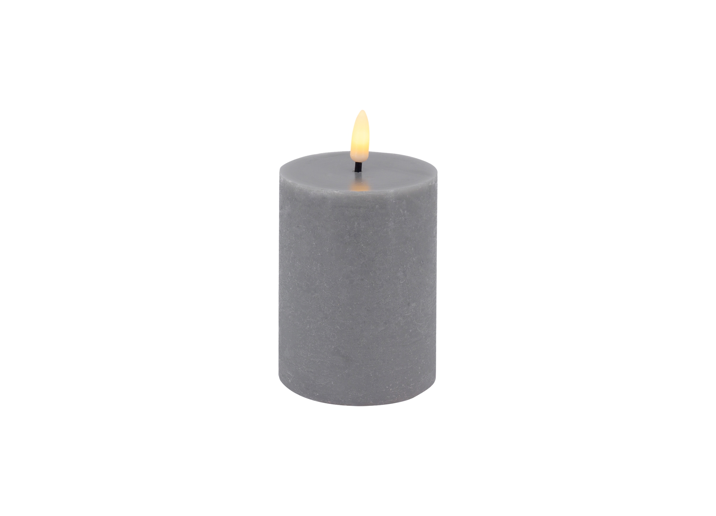 LED Pillar Candle Rustic Grey with 3D Warm White Flame