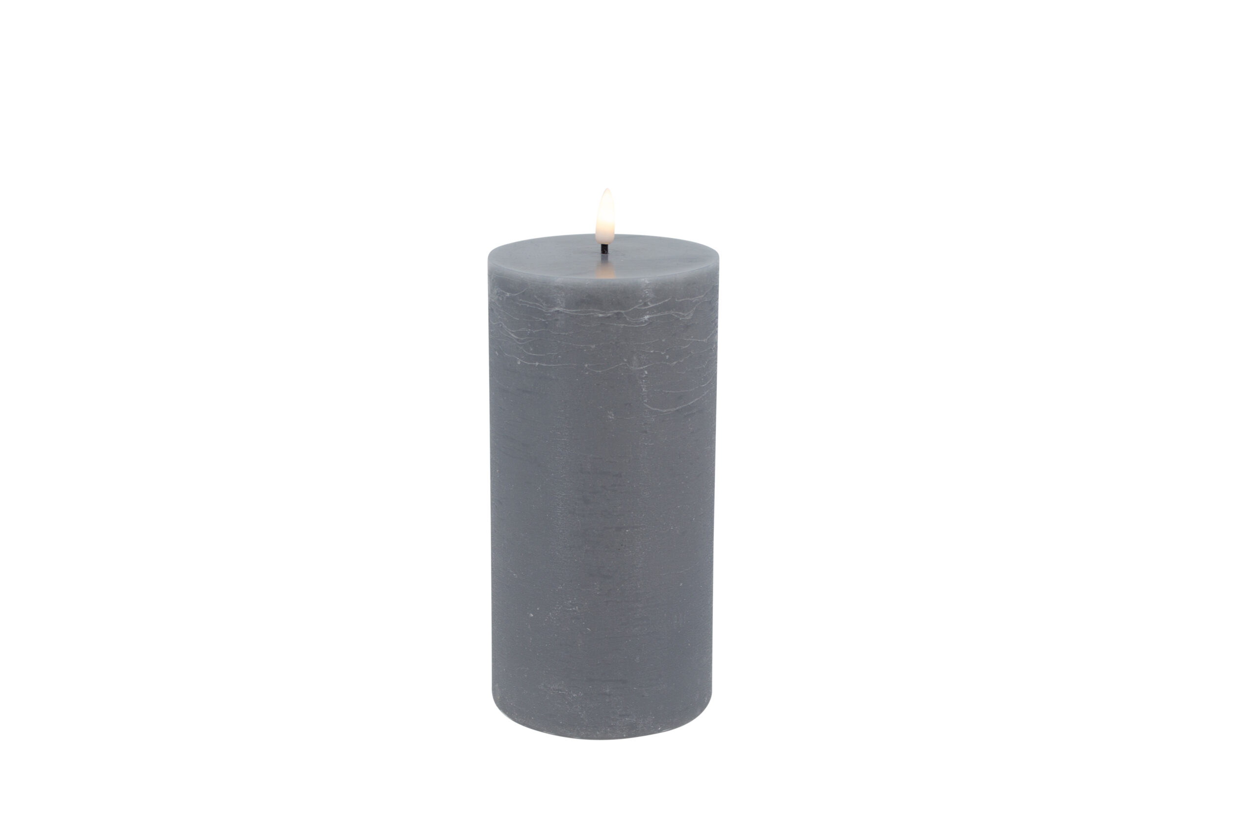 LED Pillar Candle Rustic Grey with 3D Warm White Flame