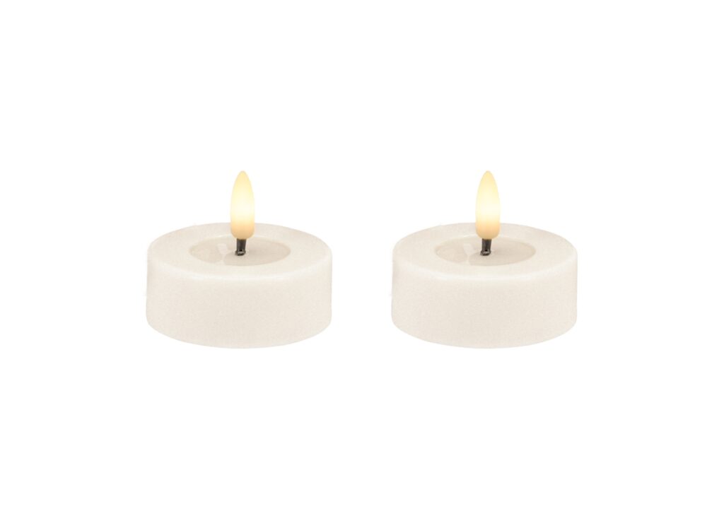 LED Tealight Set of Plastic Cream Rustic - 6.8x3cm - 3D Flame Warm White