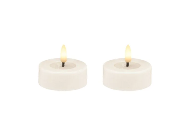 LED Tealight Set of Plastic Cream Rustic - 6.8x3cm - 3D Flame Warm White