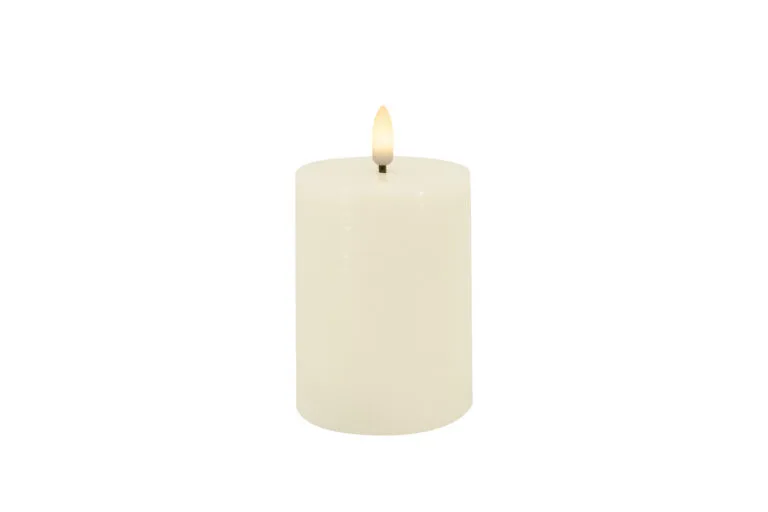 LC LED Pillar Candle Basic Cream Rustic - 7.5x10cm - 3D Flame Warm White