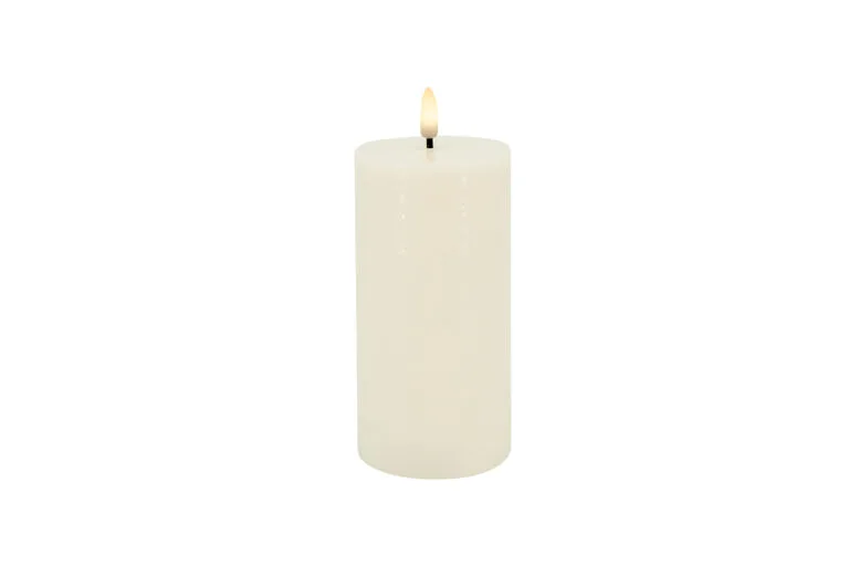 LC LED Pillar Candle Basic Cream Rustic - 7.5x15cm - 3D Flame Warm White
