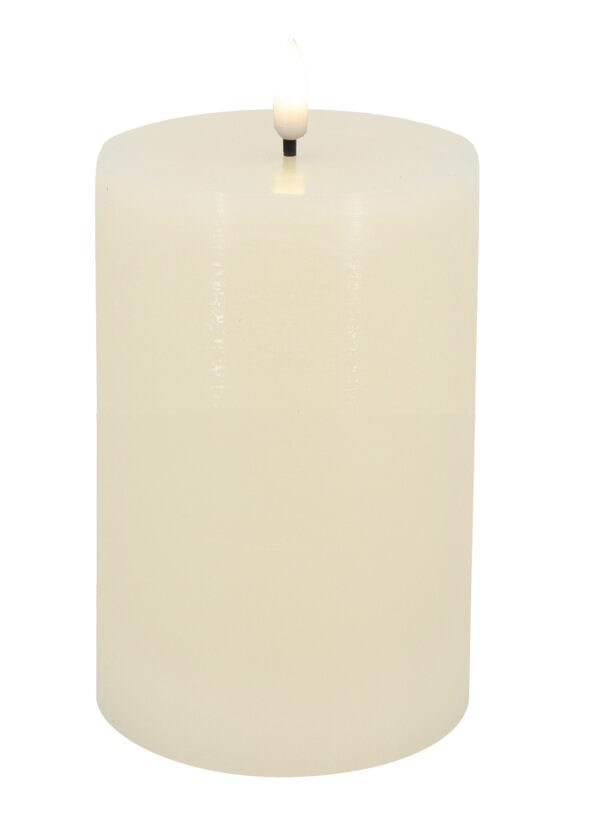 LED Pillar Candle in Rustic Cream with 3D Warm White Flame