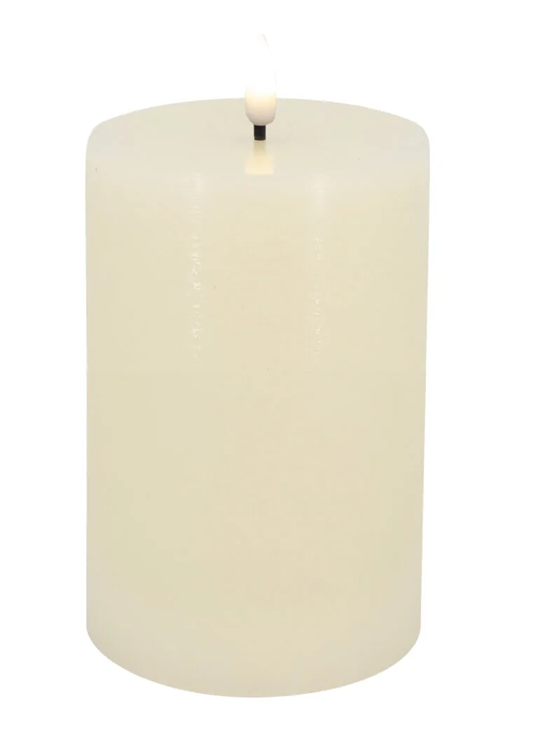 LC LED Pillar Candle Basic Wax Cream Rustic - 10x15cm - 3D Flame Warm White