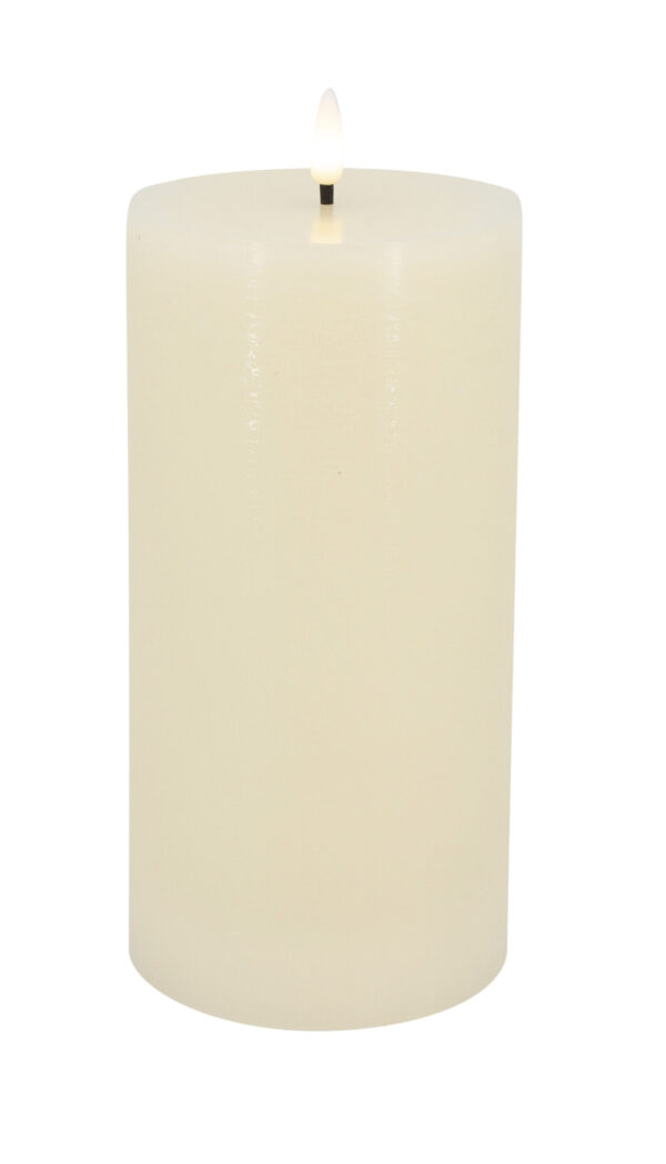 LED Pillar Candle in Rustic Cream with 3D Warm White Flame