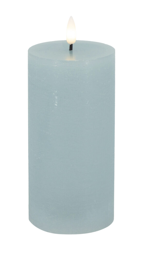 LED Pillar Candle Summer Blue with 3D Warm White Flame