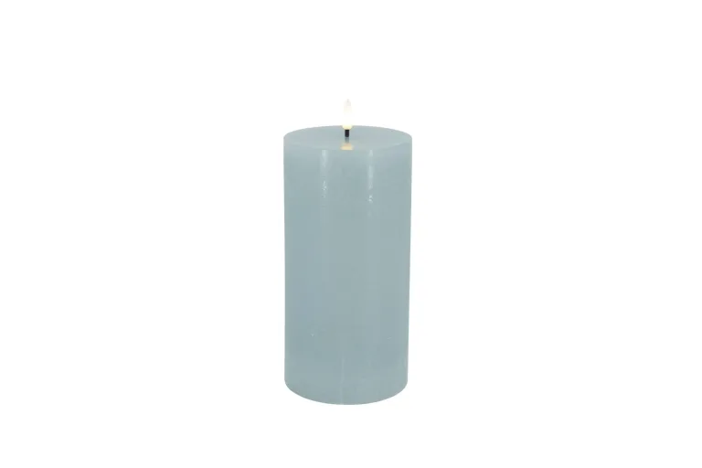 LC LED Pillar Candle Summer Wax Summer Blue Rustic - 10x20cm - 3D Flame Warm White