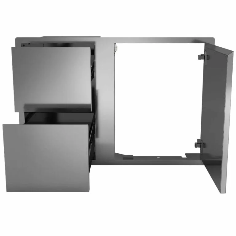 BeefEater Stainless Steel Single Door and Double Drawer Open