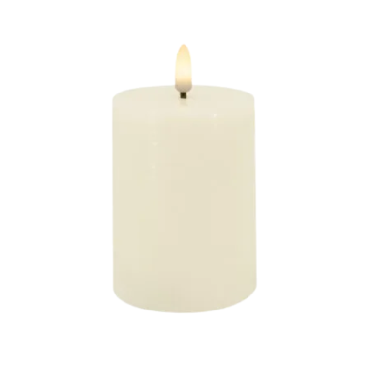 LC LED Pillar Candle Basic Cream Rustic - 7.5x10cm - 3D Flame Warm White