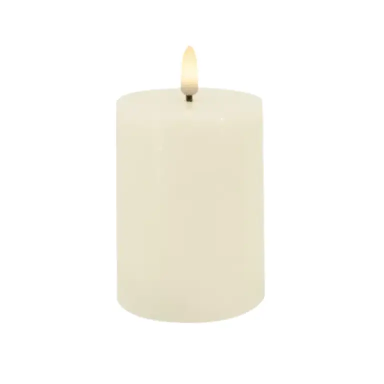 LC LED Pillar Candle Basic Cream Rustic - 7.5x10cm - 3D Flame Warm White