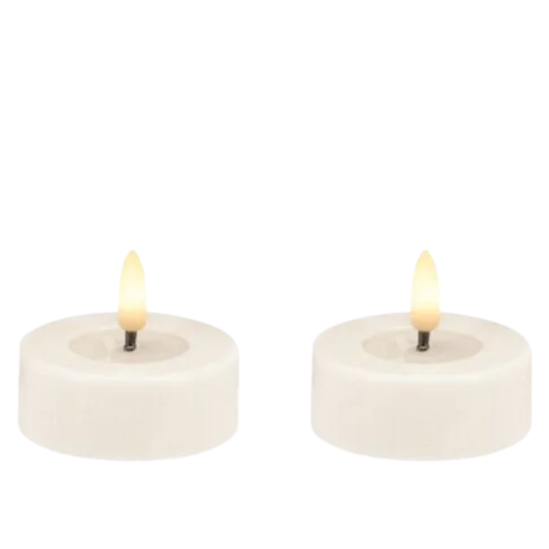 LED Tealight Set of Plastic Cream Rustic - 6.8x3cm - 3D Flame Warm White