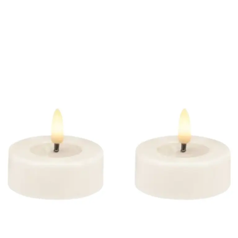 LED Tealight Set of Plastic Cream Rustic - 6.8x3cm - 3D Flame Warm White
