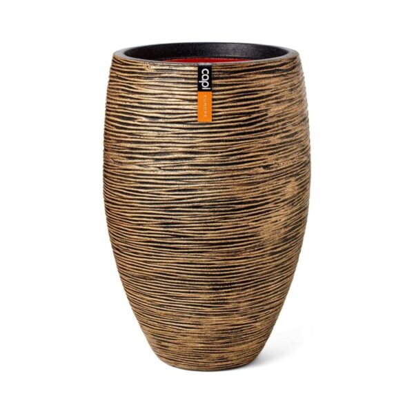 Capi Elegant Deluxe Rib Vase – Black and Gold