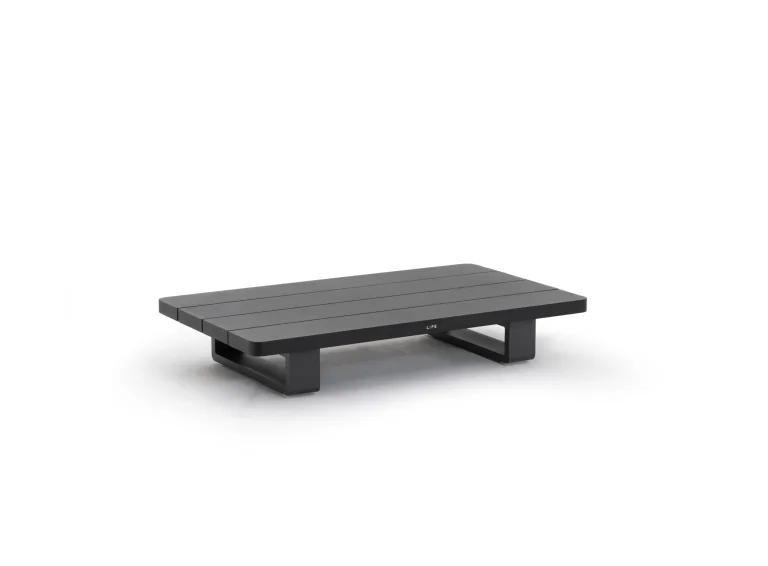 Fitz Roy Lounge Aluminium Coffee Table Lava Black with Mist Grey Top