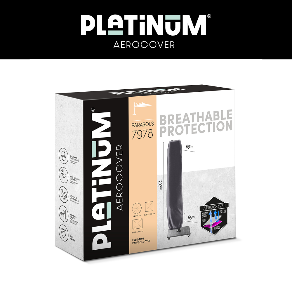 Platinum AeroCover Free-Arm Parasol Cover H292x60/65