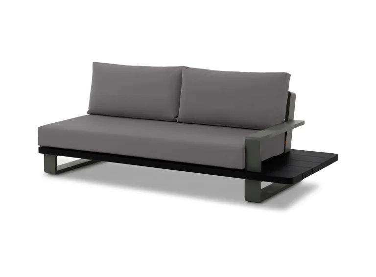 Fitz Roy Right Configuration Lounge Sofa with Lava Black Frame and Mist Grey Cushions
