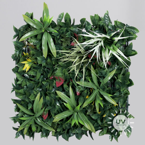 UV-Protected Green Mix Leaves Wall Mat – 50x50cm Artificial Hedge Panel