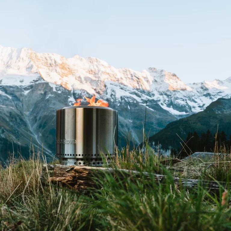 Solo Stove outdoor scene bonfire firepit smokeless deep olive for sale in Dublin Ireland, wood firepit