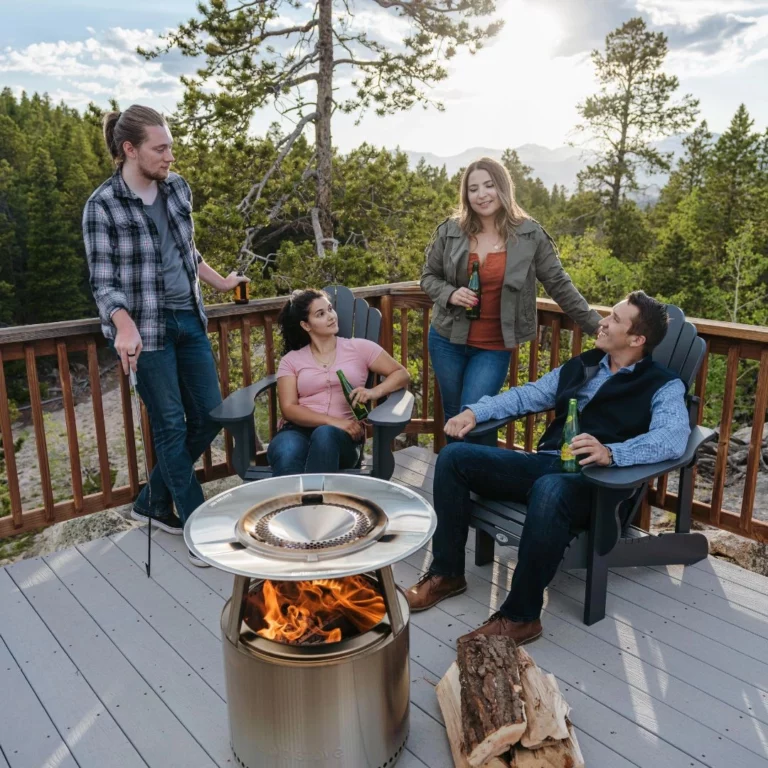 Solo Stove outdoor scene bonfire firepit smokeless Heat deflector for sale in Dublin Ireland, wood firepit