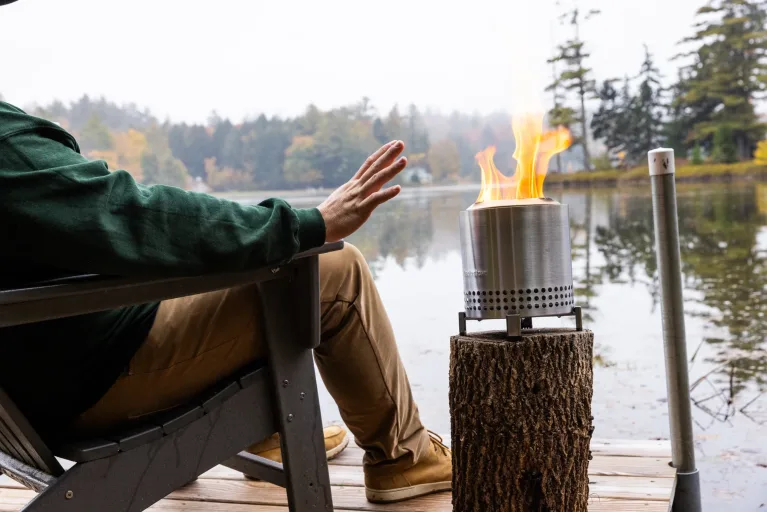 outdoor.ie-Solo stove Mesa XL tabletop firepit Stainless steel lifestyle for sale in Dublin, Ireland